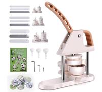 Button Machine, Pin Maker, Button Machine 25/32/58 mm, DIY Badge Machine, Badge Maker, Personalised Badge Making, Accessories for Making, Includes 400 Sets of Badge Material, Pink