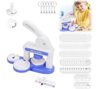 Button Maker Badge Machine, Button Maker Machine Set Pin Maker Machine Buttons Make Yourself, with Drawings, Badges and Cutting Tools, for Party Gifts, DIY Creation (Blue)