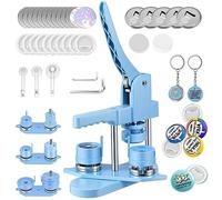Button Maker Badge Machine Multiple Sizes 25+32+58MM DIY 300 Plastic Pin Back Button Sets, DOYFAY Badge Press Machine with 10 Bottle Opener, 10 Key Chain Suits, Molds & Round Paper Cutter