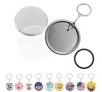 Button Maker Keychains Supplies, 50 PCS 58mm/2.25 inch Pin Making Kit for Button Maker Machine, Metal Button Badge Sets with Metal Shell Back Cover, Transparent Film and Chain Head