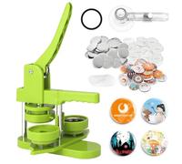 Button Maker Kit - Portable Metal Press Machine with 100 Supplies for DIY Badge Making, No Installation Required, Easy to Use