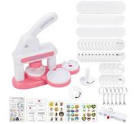 Button Maker Machine ,35mm and 55mm DIY Pin Maker with Circle Cutter,DIY Badge Press Machine with Molds & Round Paper Cutter ,Machine Pin Badge Making Kit for Making Personalised Badges (pink)