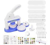 Button Maker Machine,35mm and 55mm DIY Pin Maker with Circle Cutter,DIY Badge Press Machine with Molds & Round Paper Cutter,Machine Pin Badge Making Kit for Making Personalised Badges (Blue)