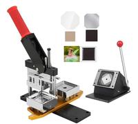 Button Maker Machine for Badge Making, Includes Paper Cutter & 100pcs Consumables, 50mm Square Fridge Magnet Badge Press Kit, Easy DIY Craft Supplies