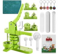 Button Maker Machine Multiple Sizes 1+1.25+2.25 inch, DIY Button Badge Maker Button Pin Press Machine with 300Pcs Button Maker Supplies & Cutter & Keychains & Magic Book for Kids