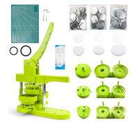 Button Maker Machine Multiple Sizes 2.25in+3in+2.24in Heart-Shaped (58/75mm/Heart), 3 in 1 Badge Press Machine with 60pcs Metal Button Parts & Circle Cutter & Cutting Mat for Pin Maker
