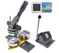 Button Maker Machine with Paper Cutter - 50mm Square Badge Making Supplies for DIY Crafts and Projects - Includes 100 Sets for Photo and Picture Badges