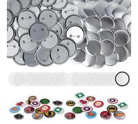 Button Maker Supplies - 100 PCS 58mm/2.25 inch Pin Making Kit for Machine, Metal Button Badge Sets with Metal Shell Back Cover, Transparent Film, Paper