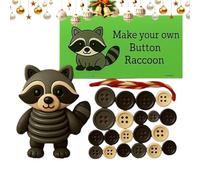 Button Ornament, D IY Button Raccoon Handmade Kit, Raccoon Buttons Ornament Kit, Animal Christmas Ornaments Making Set, Make Your Own Buttons Christmas Tree Hanging