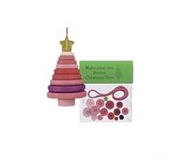 Button Ornament DIY Kit for Christmas Featuring Santa Claus Snowmen Angels Trees Including All Materials and Instructions for Festive Crafting (Pink Christmas tree)