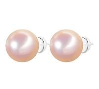 Button Pearl Studs For Women, Silver Needle, Luxurious Design, Brilliant Austrian Pearls, Great For All Occasions, Assorted Sizes