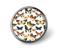 Button Pins for Backpacks - Colorful Butterflies 1 Print Round Brooch Pins Sublimation Buttons for Clothing Hat Decoration, Fashion Metal Circle Badge Lapel Pin for Men Costume Accessory