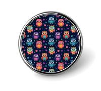 Button Pins for Backpacks - Cute Owl Colorful Print Round Brooch Pins Sublimation Buttons for Clothing Hat Decoration, Fashion Metal Circle Badge Lapel Pin for Men Costume Accessory