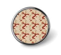 Button Pins for Backpacks - Elegant Red Fox Print Round Brooch Pins Sublimation Buttons for Clothing Hat Decoration, Fashion Metal Circle Badge Lapel Pin for Men Costume Accessory