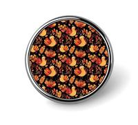 Button Pins for Backpacks - Fashion Autumn and Turkey Print Round Brooch Pins Sublimation Buttons for Clothing Hat Decoration, Metal Circle Badge Lapel Pin for Men Costume Accessory