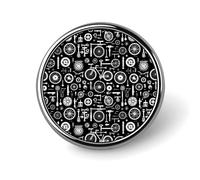 Button Pins for Backpacks - Fashion Bicycle Retro Print Round Brooch Pins Sublimation Buttons for Clothing Hat Decoration, Metal Circle Badge Lapel Pin for Men Costume Accessory