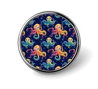Button Pins for Backpacks - Fashion Colorful Octopus Cute Print Round Brooch Pins Sublimation Buttons for Clothing Hat Decoration, Metal Circle Badge Lapel Pin for Men Costume Accessory
