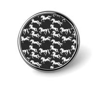 Button Pins for Backpacks - Fashion Cool Horse White Print Round Brooch Pins Sublimation Buttons for Clothing Hat Decoration, Metal Circle Badge Lapel Pin for Men Costume Accessory