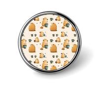 Button Pins for Backpacks - Fashion Cute Coffee Guinea Pig Print Round Brooch Pins Sublimation Buttons for Clothing Hat Decoration, Metal Circle Badge Lapel Pin for Men Costume Accessory