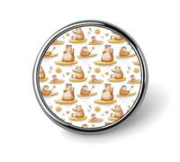 Button Pins for Backpacks - Fashion Cute Guinea Pig Surfing Print Round Brooch Pins Sublimation Buttons for Clothing Hat Decoration, Metal Circle Badge Lapel Pin for Men Costume Accessory