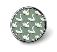 Button Pins for Backpacks - Fashion Elegant Swan White Print Round Brooch Pins Sublimation Buttons for Clothing Hat Decoration, Metal Circle Badge Lapel Pin for Men Costume Accessory