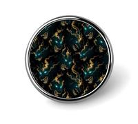 Button Pins for Backpacks - Fashion Golden Green Lightning Wolf Print Round Brooch Pins Sublimation Buttons for Clothing Hat Decoration, Metal Circle Badge Lapel Pin for Men Costume Accessory