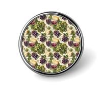 Button Pins for Backpacks - Fashion Grape and Cheese Print Round Brooch Pins Sublimation Buttons for Clothing Hat Decoration, Metal Circle Badge Lapel Pin for Men Costume Accessory