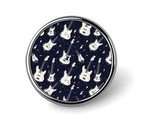 Button Pins for Backpacks - Fashion Guitar Lightning White Print Round Brooch Pins Sublimation Buttons for Clothing Hat Decoration, Metal Circle Badge Lapel Pin for Men Costume Accessory