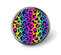 Button Pins for Backpacks - Fashion Rainbow Leopard Bright Print Round Brooch Pins Sublimation Buttons for Clothing Hat Decoration, Metal Circle Badge Lapel Pin for Men Costume Accessory