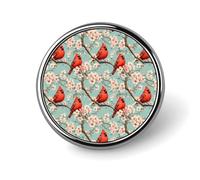 Button Pins for Backpacks - Fashion Red Cardinal On Branch Print Round Brooch Pins Sublimation Buttons for Clothing Hat Decoration, Metal Circle Badge Lapel Pin for Men Costume Accessory