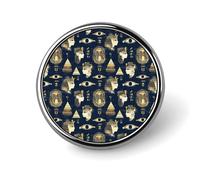 Button Pins for Backpacks - Fashion Retro Exotic Elements Print Round Brooch Pins Sublimation Buttons for Clothing Hat Decoration, Metal Circle Badge Lapel Pin for Men Costume Accessory
