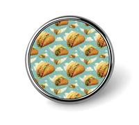Button Pins for Backpacks - Fashion Taco Wings Print Round Brooch Pins Sublimation Buttons for Clothing Hat Decoration, Metal Circle Badge Lapel Pin for Men Costume Accessory