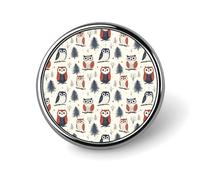 Button Pins for Backpacks - Owl in The Woods Print Round Brooch Pins Sublimation Buttons for Clothing Hat Decoration, Fashion Metal Circle Badge Lapel Pin for Men Costume Accessory