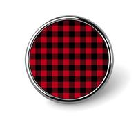 Button Pins for Backpacks - Red Black Twill Stripe Plaid Print Round Brooch Pins Sublimation Buttons for Clothing Hat Decoration, Fashion Metal Circle Badge Lapel Pin for Men Costume Accessory