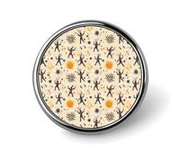 Button Pins for Backpacks - Tribal Elements Print Round Brooch Pins Sublimation Buttons for Clothing Hat Decoration, Fashion Metal Circle Badge Lapel Pin for Men Costume Accessory