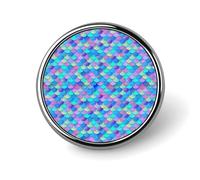Button Pins for BackpacksFashion Blue Purple Rainbow Fish Scale Print Round Brooch Pins Sublimation Buttons for Clothing Hat Decoration Metal Circle Badge Lapel Pin for Men Costume Accessory