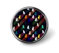 Button Pins for BackpacksFashion Colorful Cat Silhouette Print Round Brooch Pins Sublimation Buttons for Clothing Hat Decoration Metal Circle Badge Lapel Pin for Men Costume Accessory