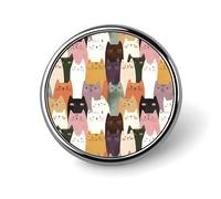 Button Pins for BackpacksFashion Cute Colorful Cat Print Round Brooch Pins Sublimation Buttons for Clothing Hat Decoration Metal Circle Badge Lapel Pin for Men Costume Accessory