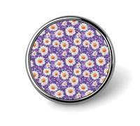 Button Pins for BackpacksFashion Purple Daisy Print Round Brooch Pins Sublimation Buttons for Clothing Hat Decoration Metal Circle Badge Lapel Pin for Men Costume Accessory