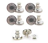Button pins for Jeans, No Sew and No Tools Instant Jean Button Pins for Pants,4 Sets Replacement Buttons, Simple Installation, Reusable and Adjustable