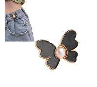 Button Pins for Loose Jeans,Adjustable Butterfly Button for Jeans, Detachable Decorative Waist Buckles,No Sew and No Tools Instant Replacement Snap Tack Pant Button,Pants Button Tightener (black)