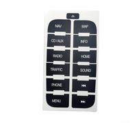 Button Repair Decal Sticker | for | For ford S-Max 2011 | Black Vinyl Overlay with White Lettering to Fix Worn Radio For Navi Switch Controls | Reduces Light
