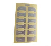 Button Repair Vinyl Decal for FORD S Max 2011 Radio Controls, Black Overlay with Clear White Lettering