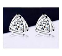 Button Stud Earrings，Stylish 925 Fashion Triangle Shiny Zircon Female Stud Earrings Jewelry Allergy/Clear