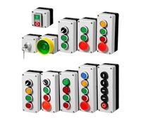 Button switch control box hand-held self starting button waterproof box electrical industrial emergency stop switch i(1 hole Round yellow)