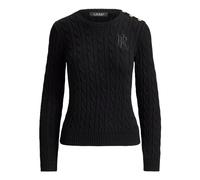 Button-trim Cable-knit Jumper - female - Ralph Lauren - Round-neck Knitwear - Black - L - Knitwear L