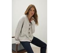 Button Up Cable Knit Cardigan M&Co Grey 18-20