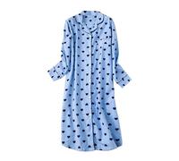 Button Up Pyjamas For Women Ladies Button Through Nightdresses Long Sleeve Shirt Dress Relaxed Fit Nighties V-Neck Sleepshirt Oversized Tartan Pyjamas Flannel Cotton Nightdress Brushed Wear