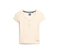 Superdry Essential Button Down Short Sleeve T-shirt Beige M Woman