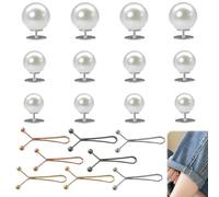 Button Without Sewing Set, Waistband Tighter Clips, Bead Buttons Without Sewing, Collar Clip Metal, Cloth Mounting Clip, Metal, Scarf Clip Bead, DIY Clothing Accessories